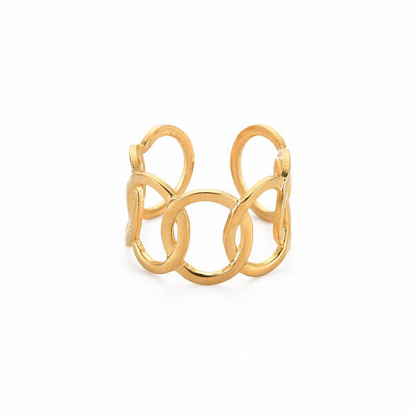 Ion Plating(IP) 304 Stainless Steel Interlocking Oval Open Cuff Ring