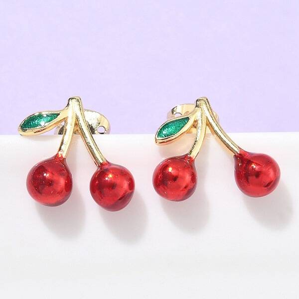 Brass Enamel Stud Earrings