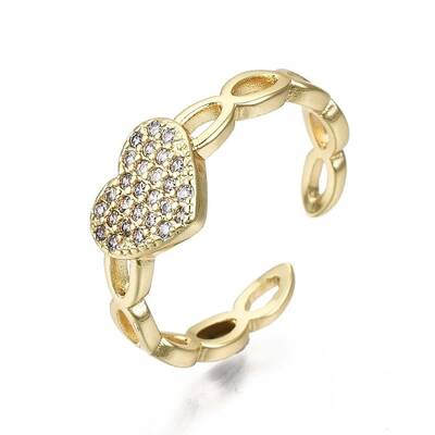 Brass Micro Pave Clear Cubic Zirconia Cuff Rings