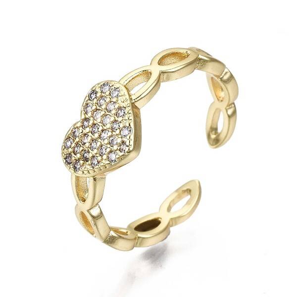 Brass Micro Pave Clear Cubic Zirconia Cuff Rings