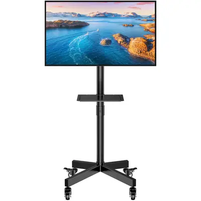 Forged Mobile TV Stand for 23-65-inch LCD/LED flat-panel/curved Panel Screen tvs，15-20°tilt TV cart supports up to 88 Lbs ...