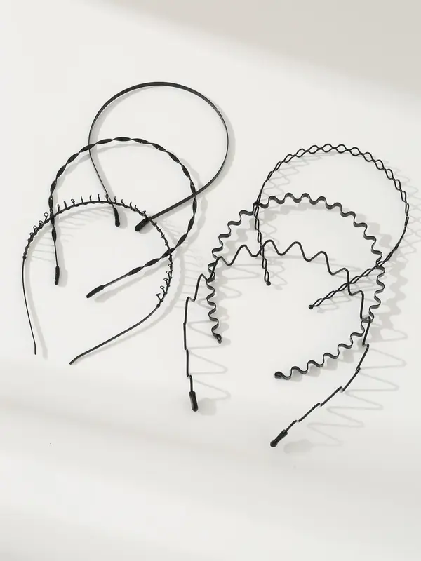 6pcs Minimalist Casual Plain Lightweight Headband, Simple Wave Design Hair Hoop, Casual Hair Accessories for Women for Daily ...