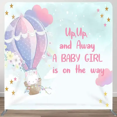 Aperturee Balloon And Animals Fabric Backdrop Cover for Baby Shower - Aperturee