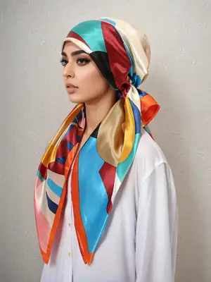 Women's Satin Square Scarf, Pirate Style Silk Headscarf, Soft Sleeping Cap, 88.9cm Comfortable Accessory, Ideal for Daily Wea...