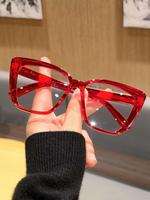 Cute Cat Eye Frame Anti-blue Light Glasses, Fashion Red Eyeglasses for Women & Girls, Fashion Eyeglasses for Work, Daily Cl...