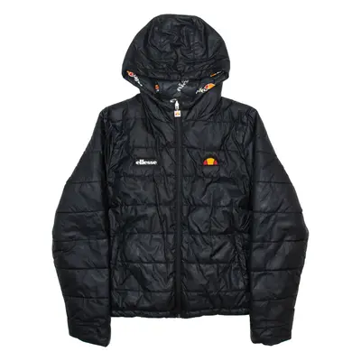 ELLESSE Womens Puffer Coat Black Hooded UK 10