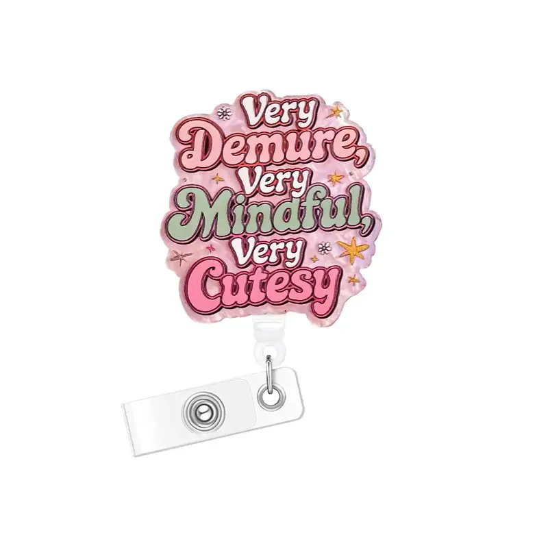 Funny Acrylic Bling Retractable Badge Reel, 1/16pcs   Belt Clip Retractable Name Badge Holder for Nurse Doctor Student Worker...