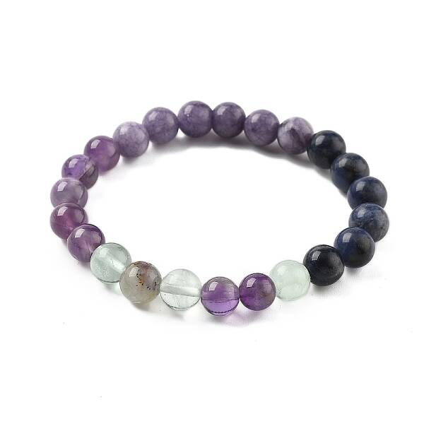 Bohemian Style Natural Mixed Gemstone Round Beaded Stretch Bracelets for Men