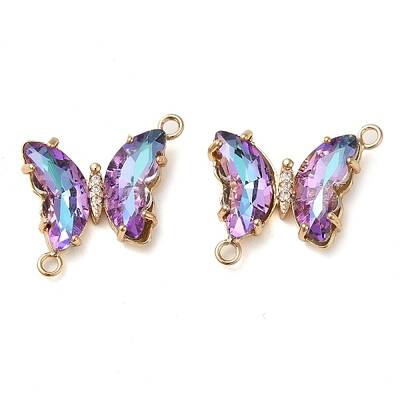 Brass Pave Faceted Glass Connector Charms