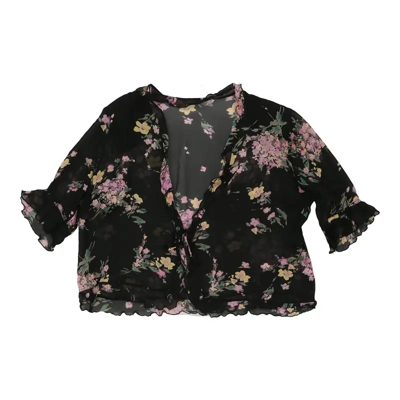 Unbranded Floral Blouse - XL Black Viscose Blend