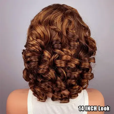 Egg Roll Bob Curly Highlight HD Transparent Lace Frontal Wigs Human Hair