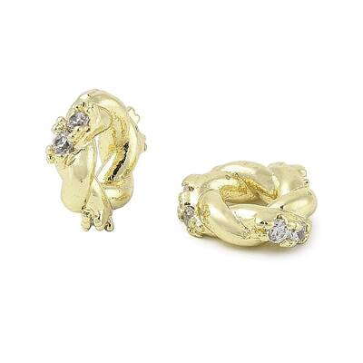 Brass Micro Pave Cubic Zirconia Beads