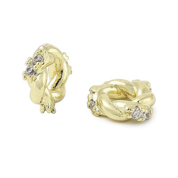 Brass Micro Pave Cubic Zirconia Beads