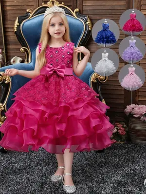 Girl's Floral Embroidery Ruffle Trim Satin Party Dress, Elegant Contrast Mesh Bow Decor A Line Dress for Party Wedding Guest,...