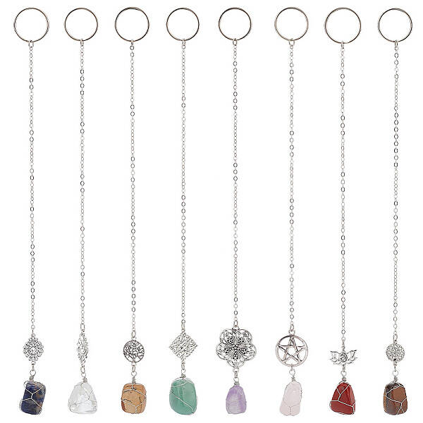 Copper Wire Wrapped Gemstone Nuggets Pendant Decoration