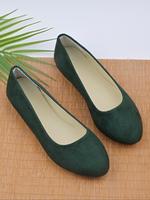 Women's Solid Color Ballet Flats, Casual Comfortable Dark Green  Flat Shoes for Daily Wear, Lightweight Breathable Shoes for ...