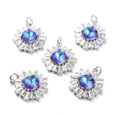 Brass Micro Pave Cubic Zirconia Pendants