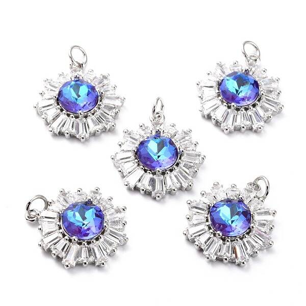 Brass Micro Pave Cubic Zirconia Pendants