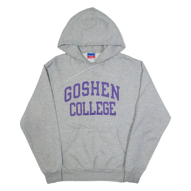 CHAMPION Goshen College Mens Grey Hoodie USA M