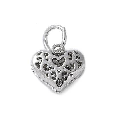 925 Sterling Silver 3D Hollow Flower Heart Charms
