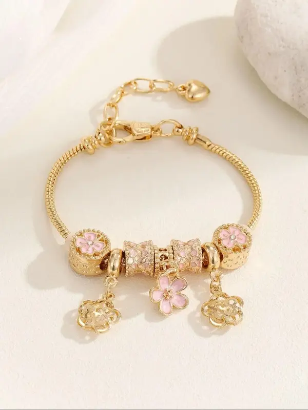 Women's Cute Flower & Rhinestone Fish Tail & Heart Design Bracelet, Fashion Jewelry for Party, Daily Decor, Trendy All-match ...