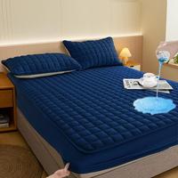 Solid Color Waterproof Fitted Sheet, Soft Comfortable Mattress Protector, Mattress Topper for Home Bedroom Hotel Dormitory