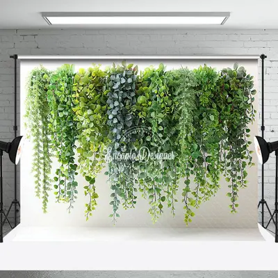 White Wall Natural Greenery Spring Photo Backdrop - Aperturee