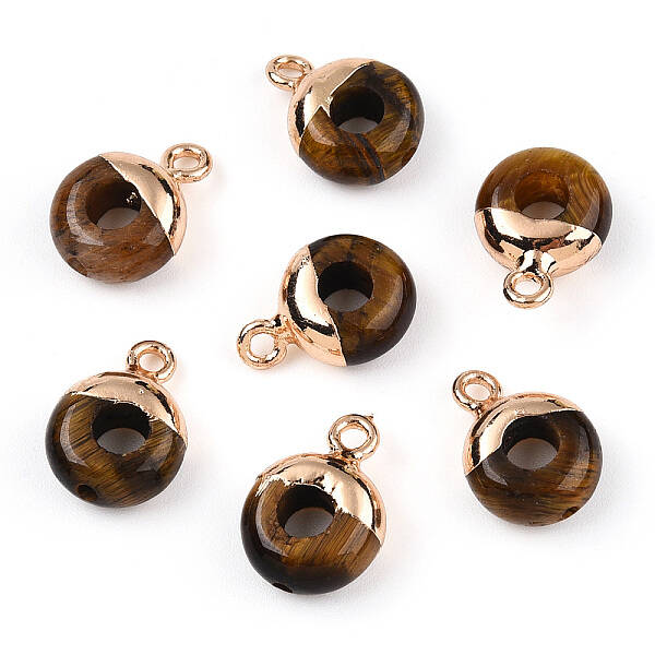 Natural Tiger Eye Flat Round/Donut Charms