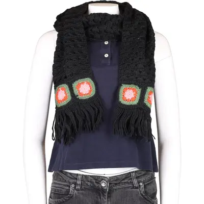 Lambswool Scarf - No Size Black Wool