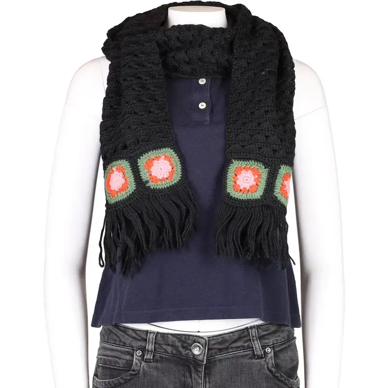 Lambswool Scarf - No Size Black Wool