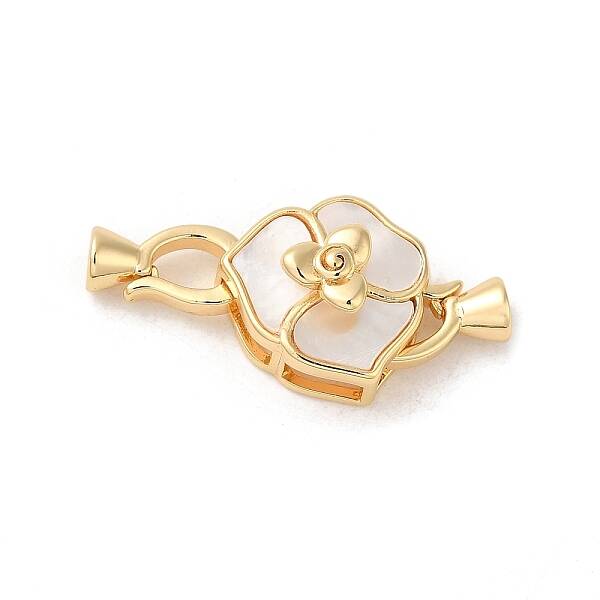 Brass Fold Over Clasps with Shell