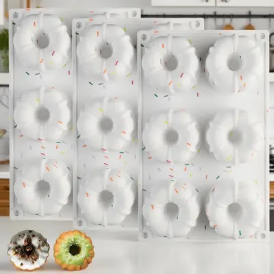 Mini Bundt Cake Pan, 3pcs Silicone Fluted Tube Cake Pans, 6-Cavity Non Stick Silicone Baking Molds for Cupcake, Donuts,Muffin...