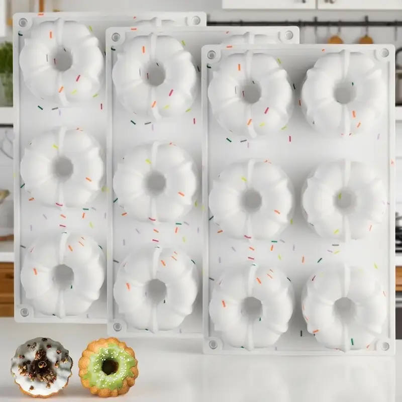 Mini Bundt Cake Pan, 3pcs Silicone Fluted Tube Cake Pans, 6-Cavity Non Stick Silicone Baking Molds for Cupcake, Donuts,Muffin...