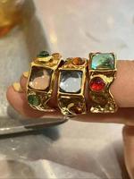 Vintage Boho Style Colorful Synthetic Resin Decor Ring Set, Fashion Jewelry for Party, Daily Clothing Decor, Trendy All-match...