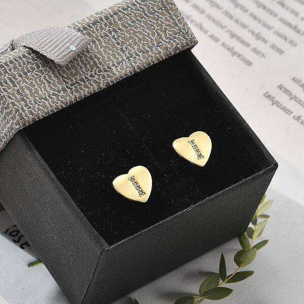 Rack Plating Brass Micro Pave Clear Cubic Zirconia Stud Earrings