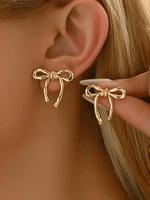 Women's Elegant Bowknot Design Stud Earrings, Pretty Studs, Fashionable Jewelry for Women & Girls for Party, Daily Clothing D...