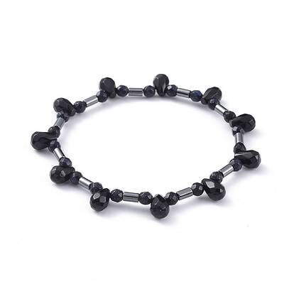 Non-magnetic Synthetic Hematite Beads Stretch Bracelets