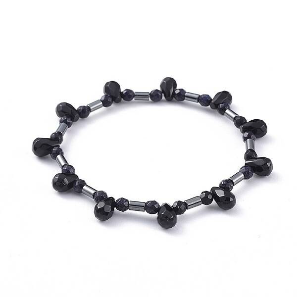 Non-magnetic Synthetic Hematite Beads Stretch Bracelets