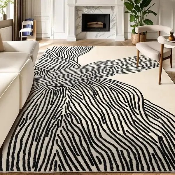 Indoor Non-Slip Area Rug, Soft And Light Modern Striped Rug, Machine Washable Rug, Home Decor Rug For Living Room, Bedroom An...