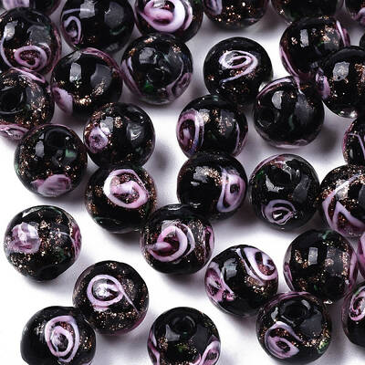 Handmade Gold Sand Lampwork Beads
