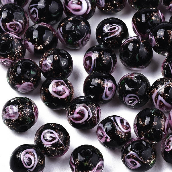 Handmade Gold Sand Lampwork Beads