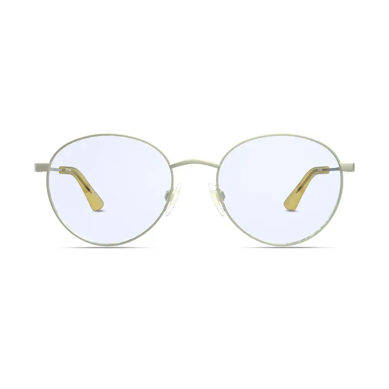 The Studio Blue Light Glasses in Matte Gold with Yellow Tips