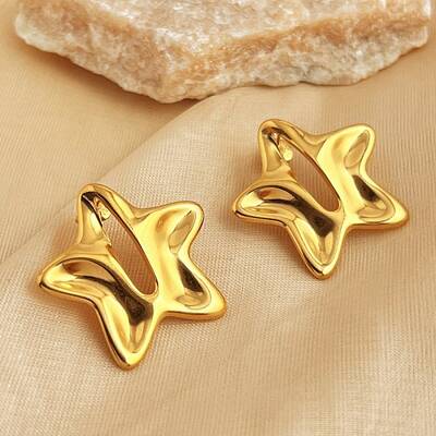 304 Stainless Steel Star Stud Earrings