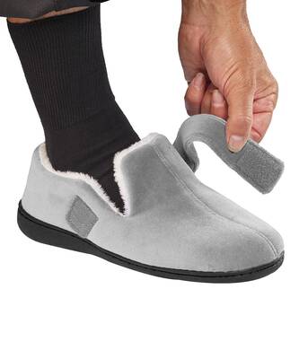 Silverts Men's Fleece Lined Slippers - Gray - S