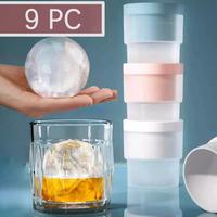 Ice Ball Mold, 9 Counts/set Silicone Slow-melting Stackable Large Ice Cube Maker, Kitchenware Ice Ball Maker for Whiskey Cock...