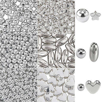 1200Pcs 6 Styles CCB Plastic Beads with ABS Plastic Beads
