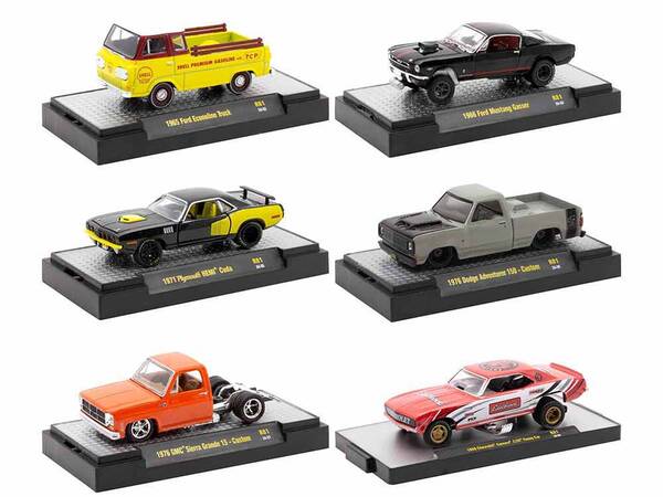 Auto Meets Set of 6 Cars IN DISPLAY CASES Release 81 Limited Edition 1/64 Diecast Model Cars by M2 Machines