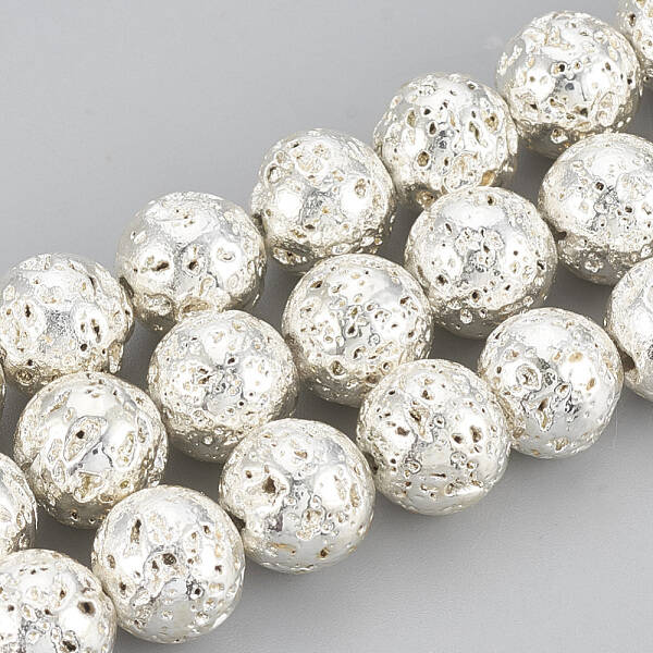 Electroplated Natural Lava Rock Beads Strands