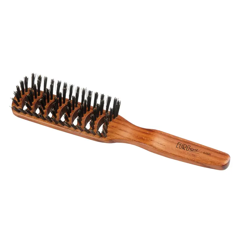 Eurostil Wood Brush Crevar Curved Spikes Boar 1pc