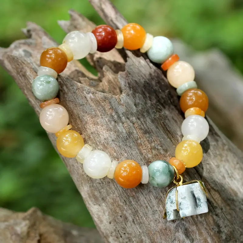 NOVICA Elephant Remembrance Quartz & Gold Plated Silver Beaded Bracelet